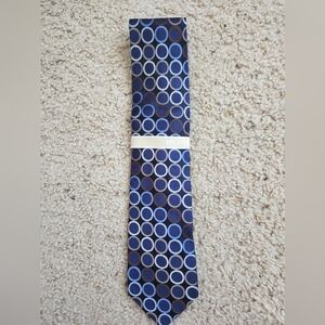 NWT Michael Kors Navy Blue Brown Multicolor Circle Tie 100% Silk
